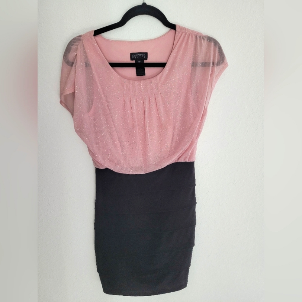 Enfocus Petite Glitter Bottom Ruffle Dress